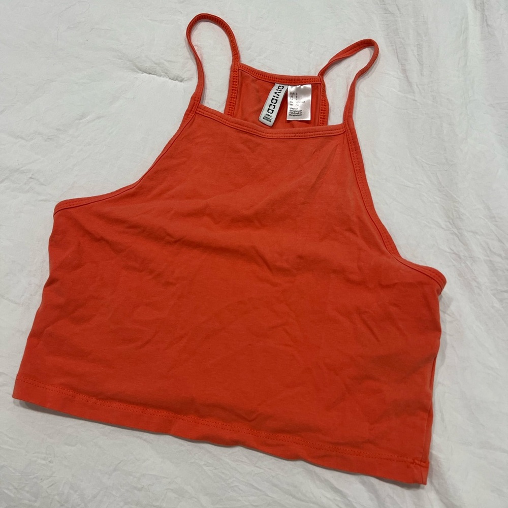 H&M Basics Coral Crop Top